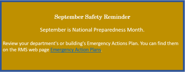 September Safety Reminder